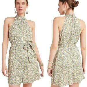EUC by Anthropologie Maddie Halter Sleeveless Palm Romper Size Large